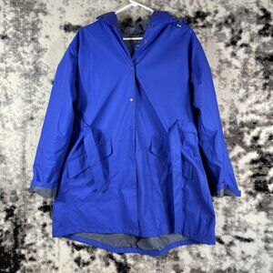 Helley Hanson Jacket WomensSize Large Fitted Blue Hooded Full Snap Outdoors Rain